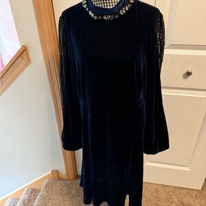 Elegant Navy Blue Velvet Dress